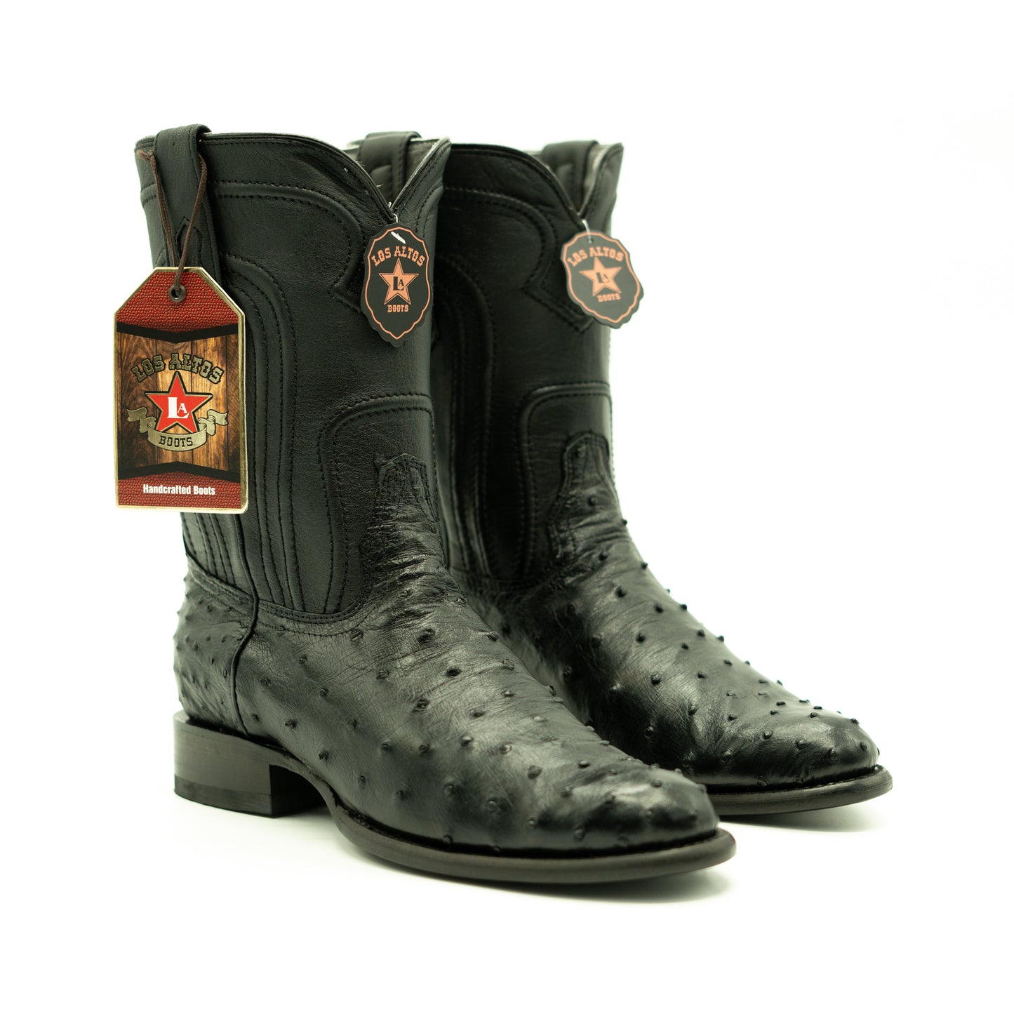 Los Altos Black Ostrich Ropers