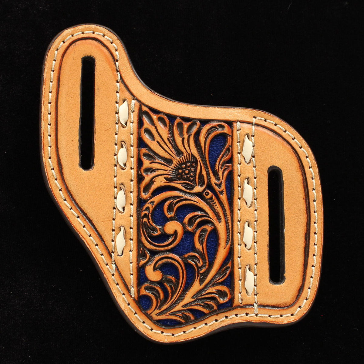 Nocona Leather Knife Sheath with Blue Underlay
