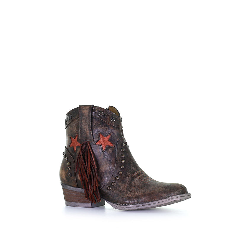 Circle G Brown Star Fringe & Stud Western Booties