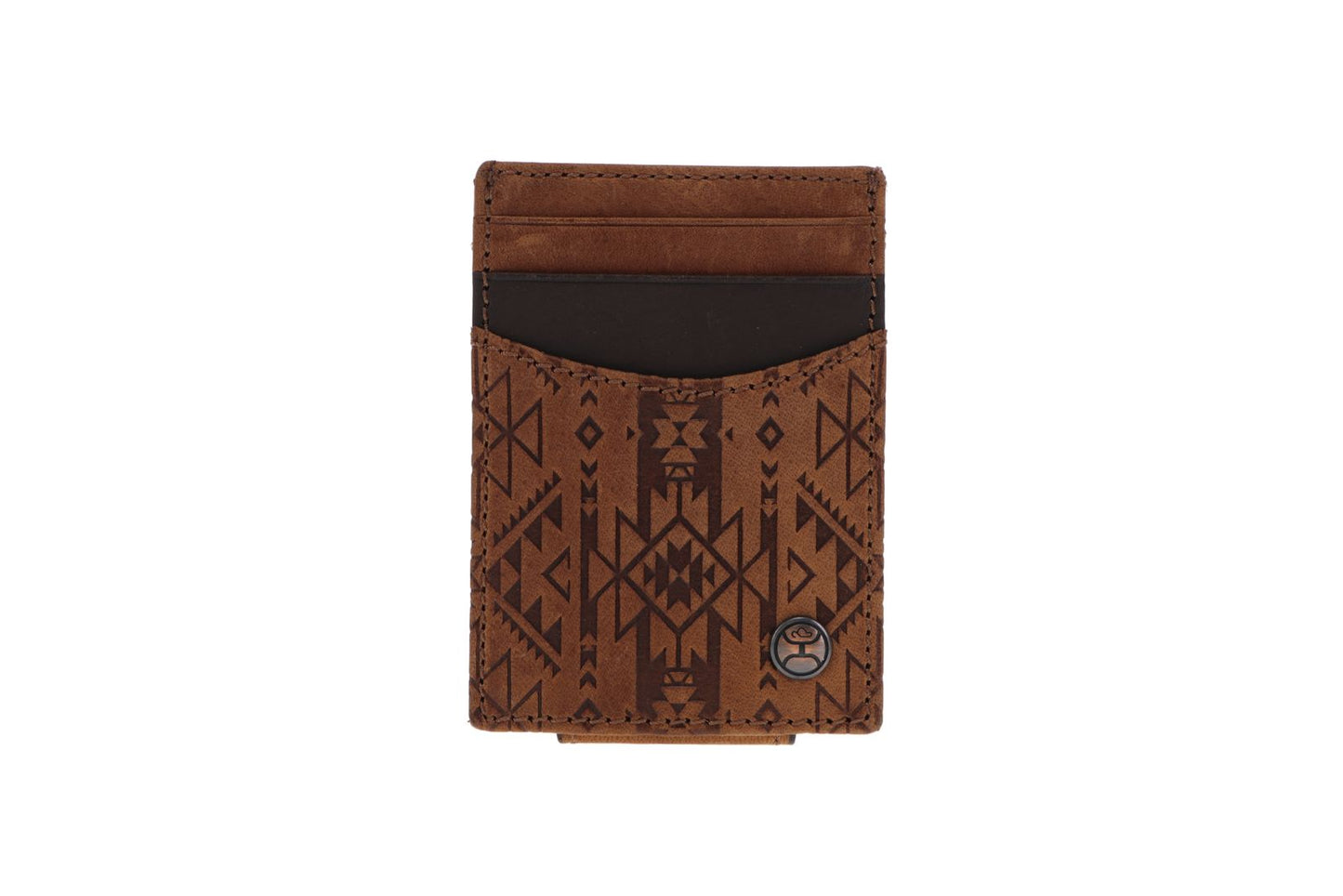 "Monterey" Money Clip Brown w/ Aztec Embossed Print
