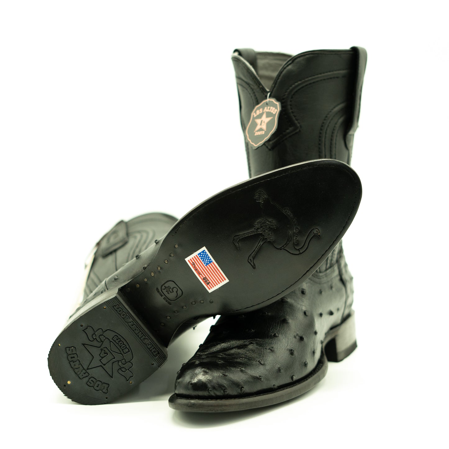 Los Altos Black Ostrich Ropers