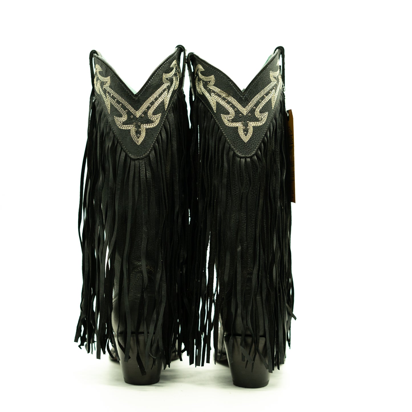 Corral Tall Black Fringe Snip Toe