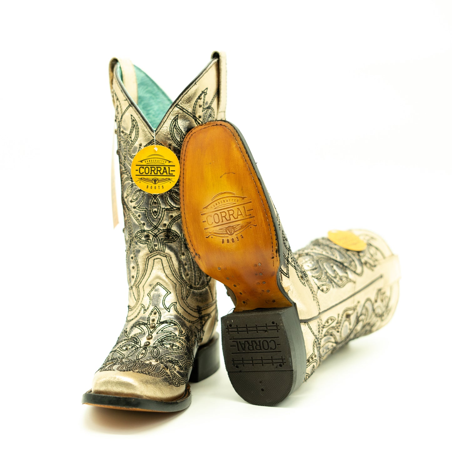 Corral Metallic Silver Square Toe