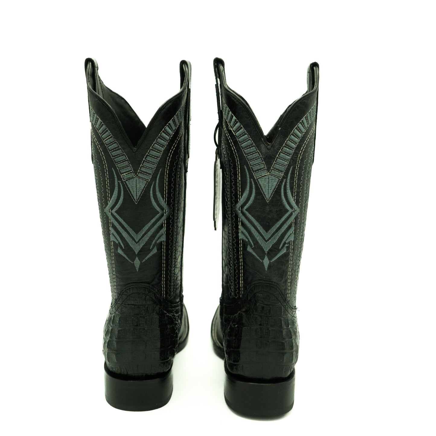 Excelencia Black Hornback Caiman Print Boots