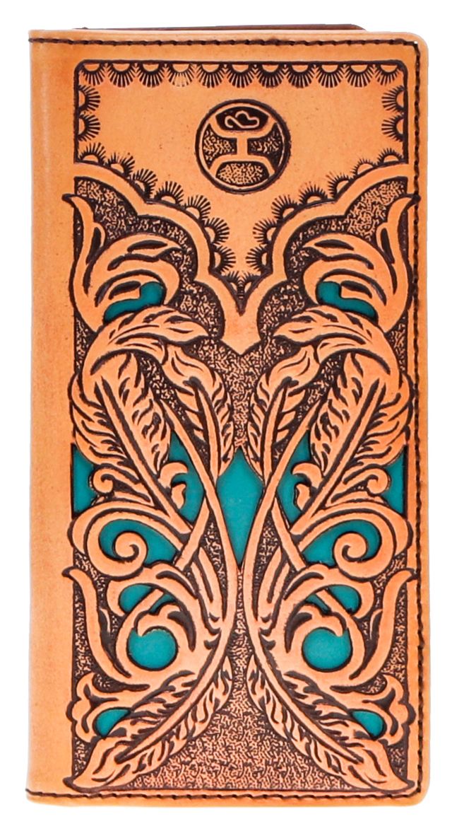 "Phoenix" Rodeo Hooey Wallet Tan/Turquoise Leather