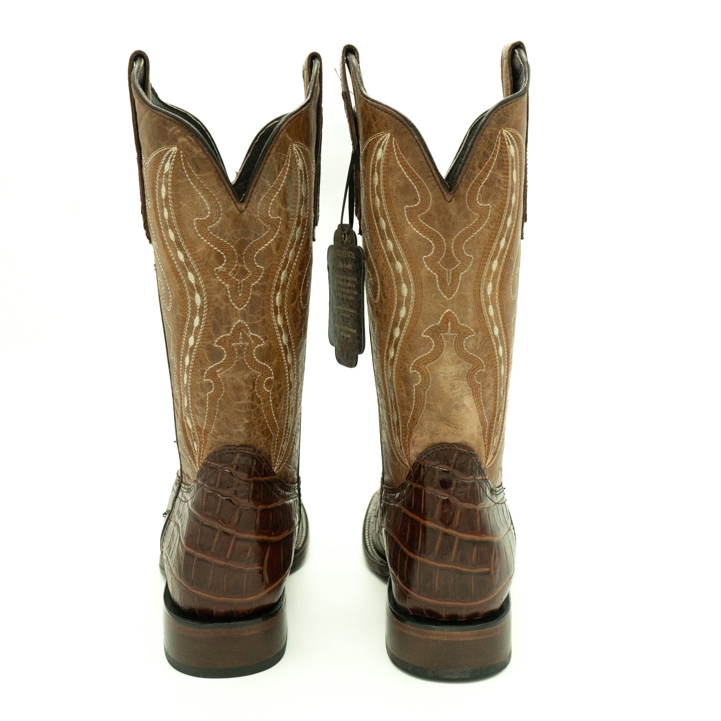 Excelencia Cognac Caiman Belly Print Boots