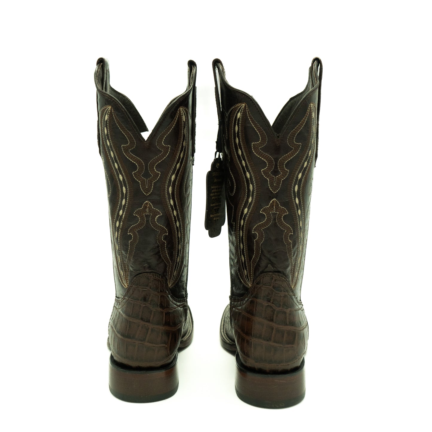 Excelencia Brown Caiman Belly Print Boots