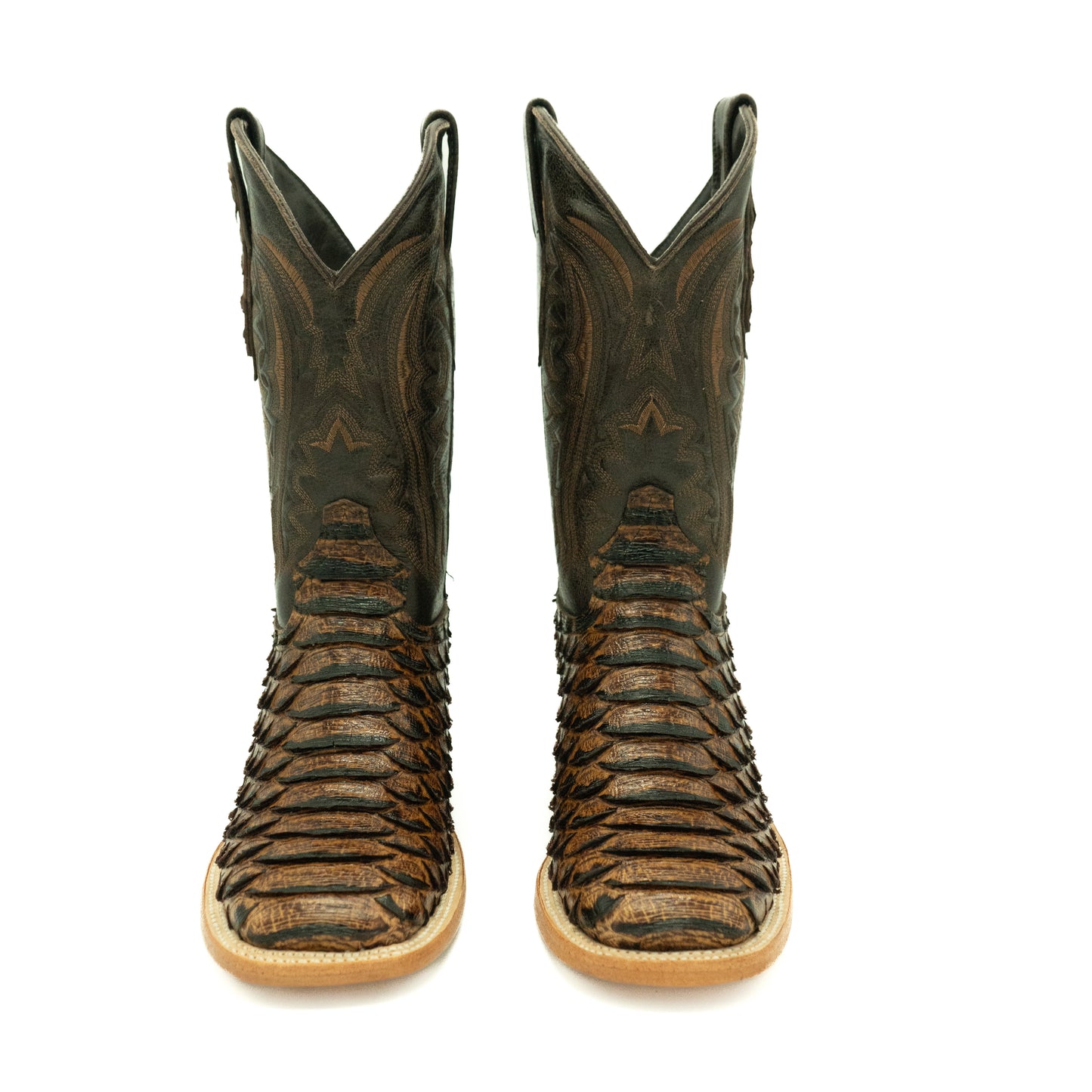 Polloboots Giant Cognac Python Print Boots