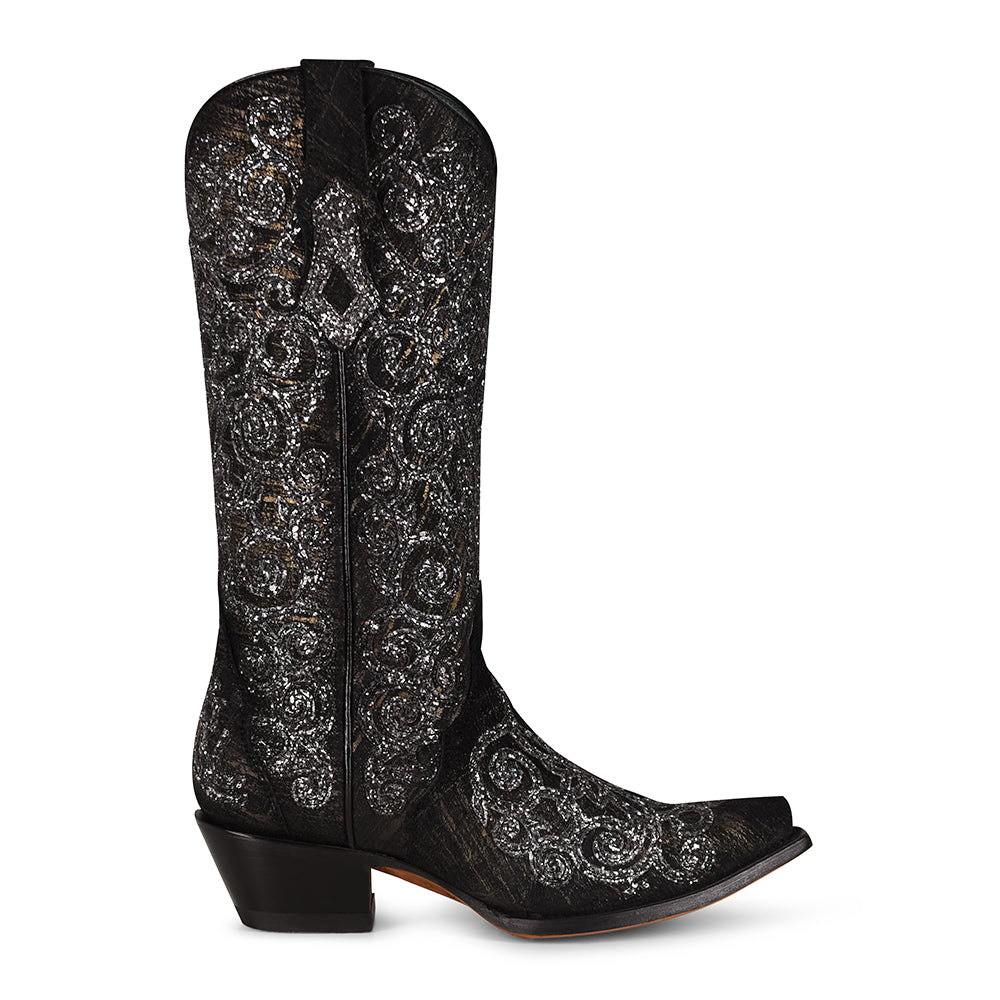 Corral Glitter Overlay Snip Toe Black