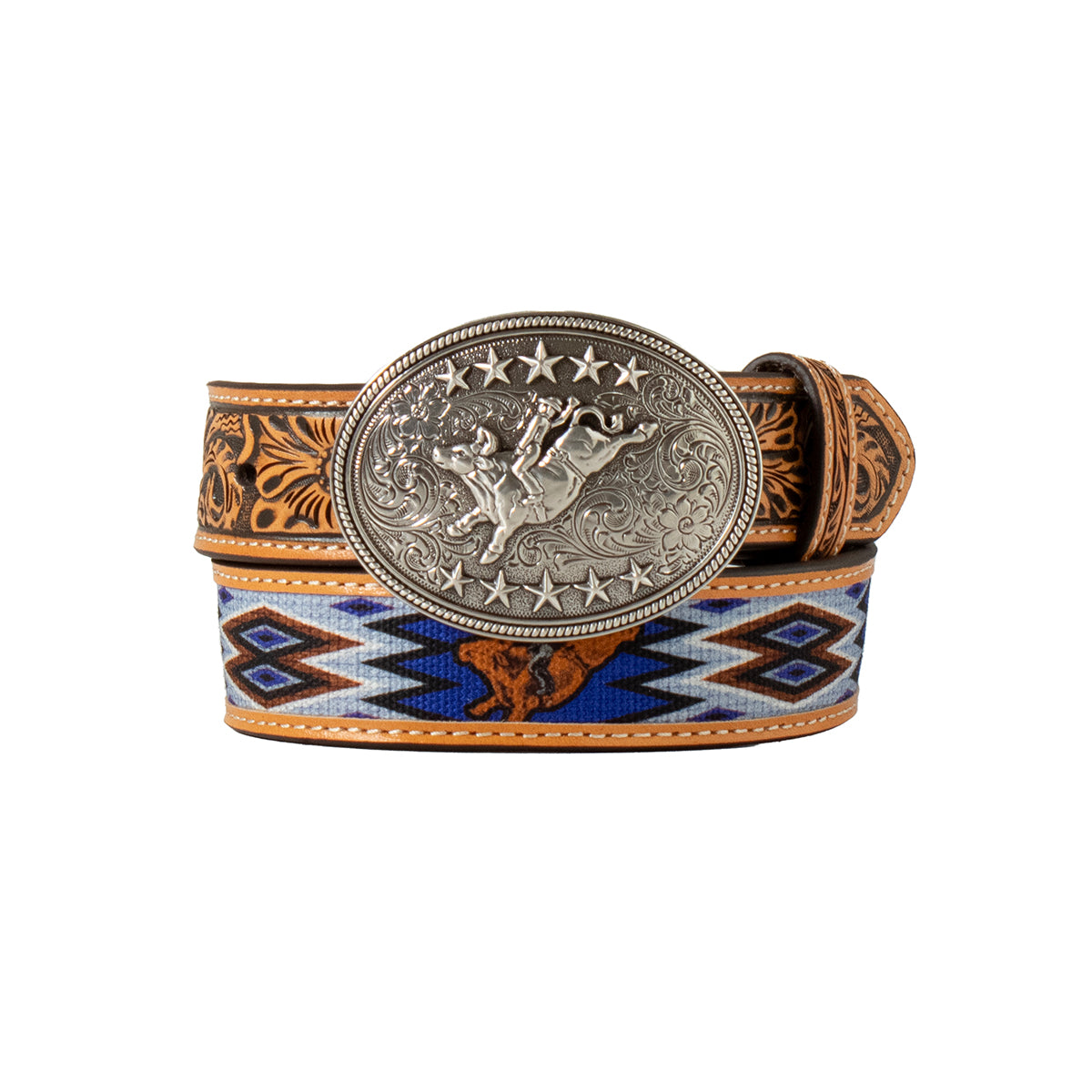 3D Boys Bull Rider Canvas Inlay Belt