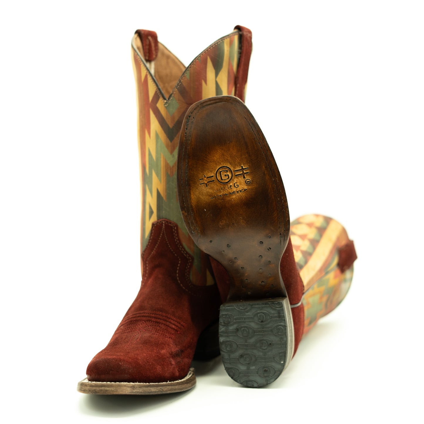 Circle G Wine Suede Square Toe