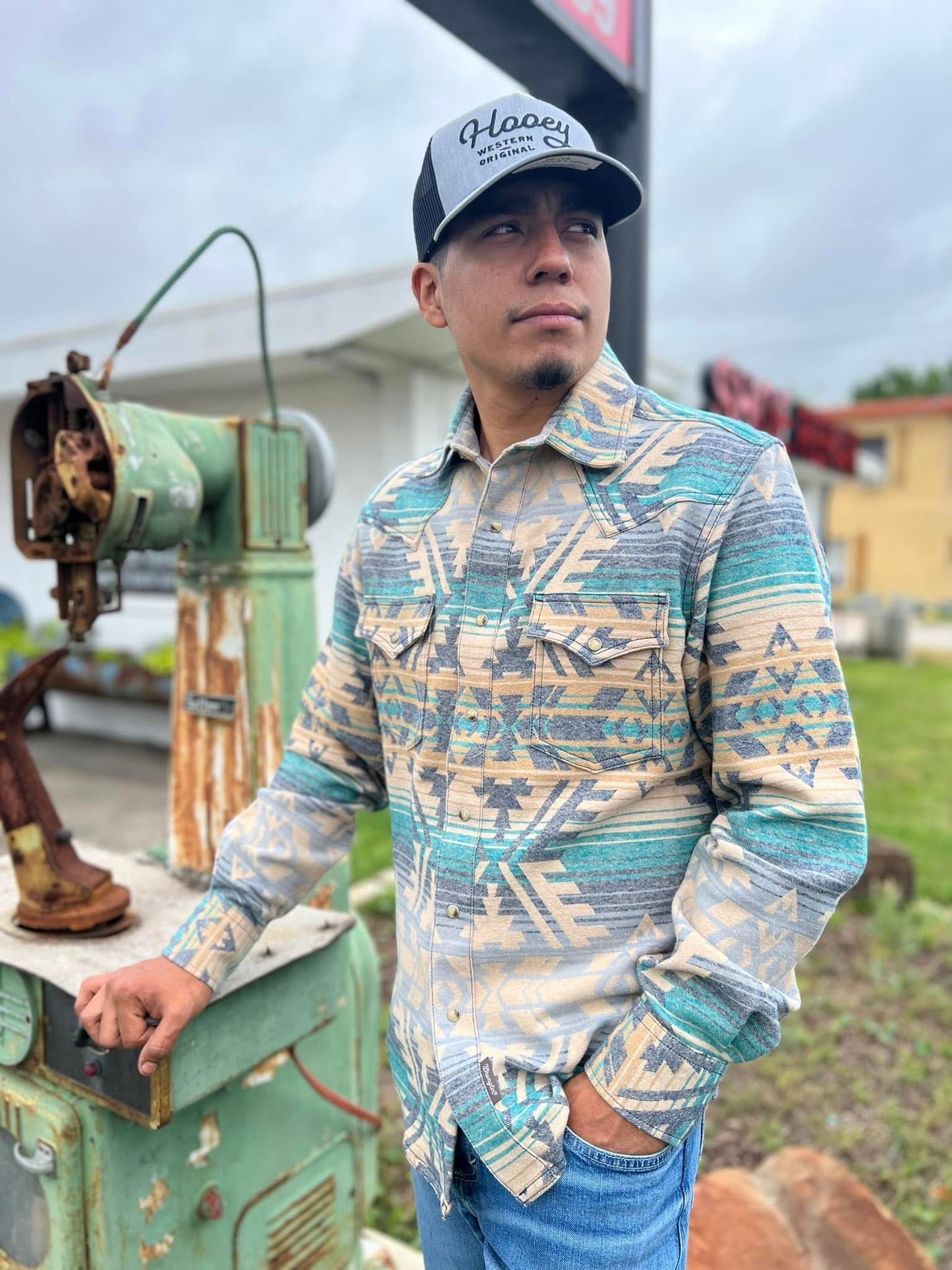 Wrangler Retro Jacquard Snap Shirt Jacket in Deep Lake