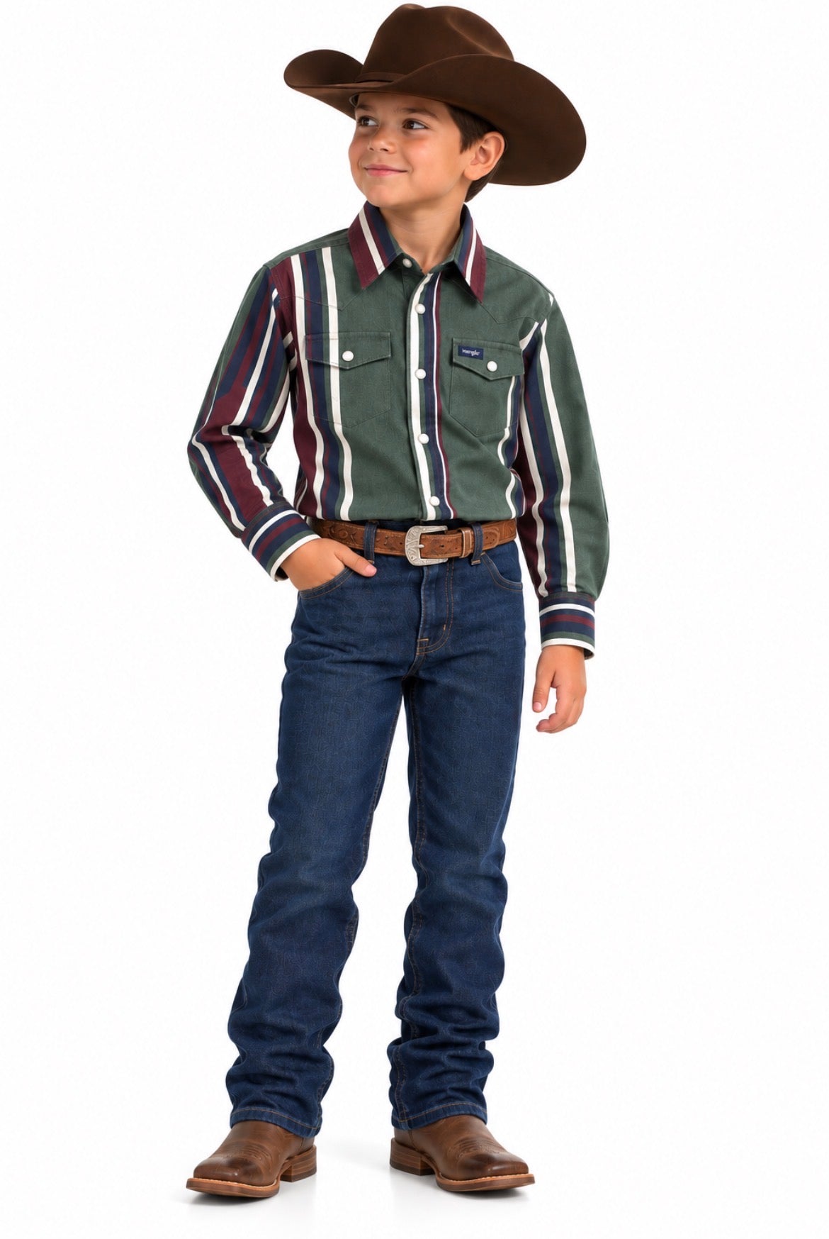 Boy's Wrangler Olive BrushPopper Shirt