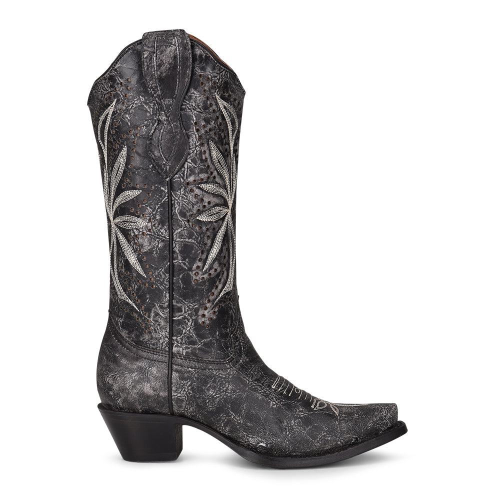 Corral Embroidery Black Snip Toe Boots