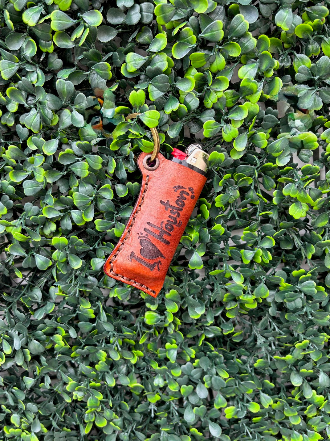 I Love Houston Lighter Keychain Holder