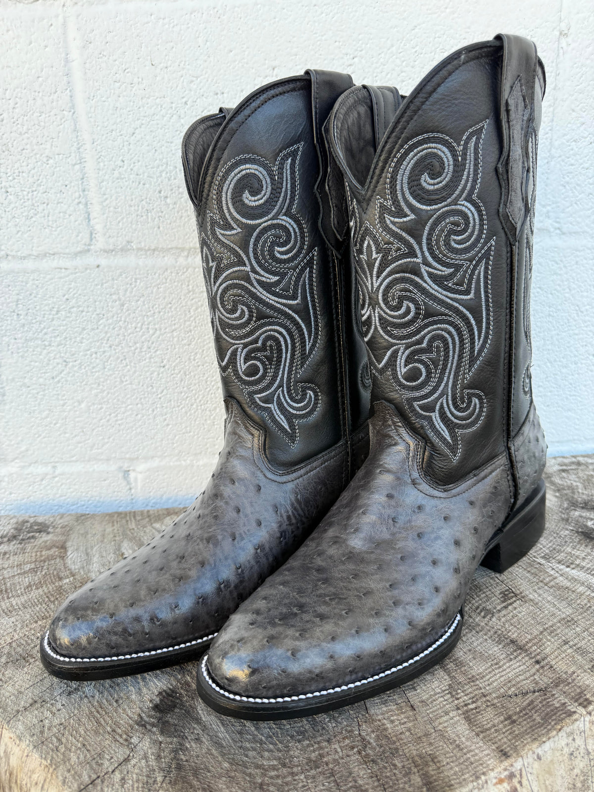 Pollo Boots Grey Ostrich Boots