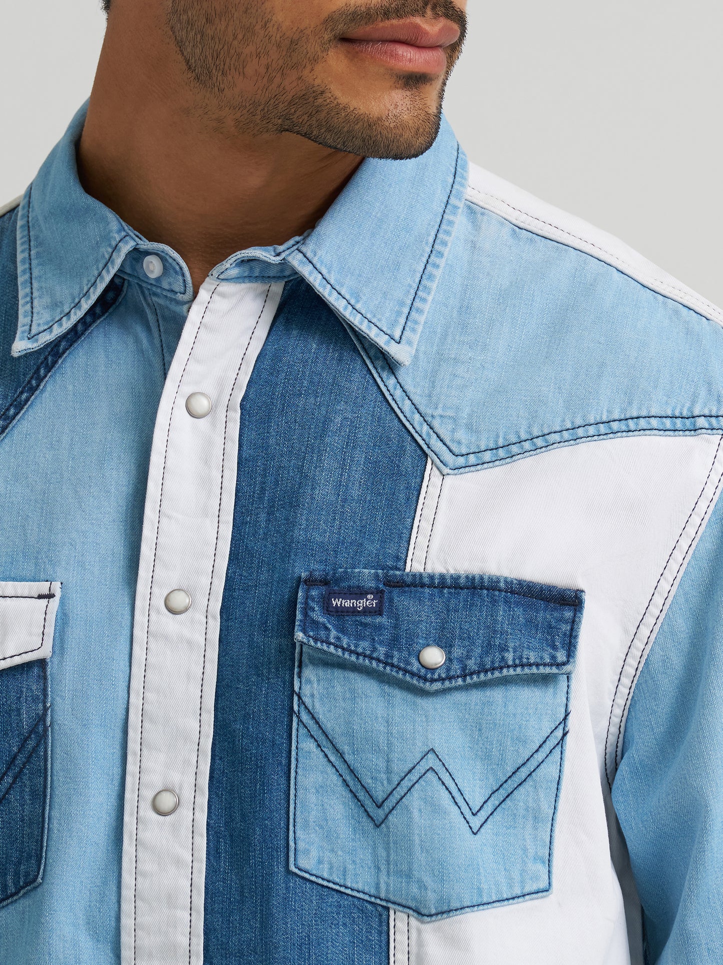 Cowboy Cut Denim Long Sleeve Western Shirt