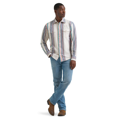 Wrangler Retro Premium Stripe Western Snap Shirt