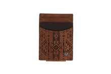 "Monterey" Money Clip Brown w/ Aztec Embossed Print