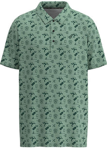 "The Weekender" Aqua Green Cowboy Golf Pattern Polo