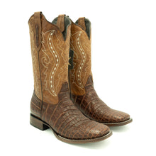 Excelencia Cognac Caiman Belly Print Boots