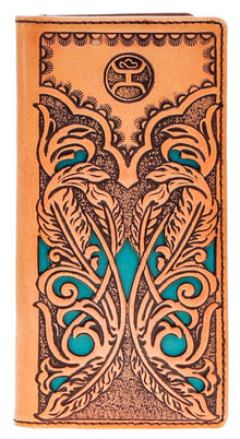 "Phoenix" Rodeo Hooey Wallet Tan/Turquoise Leather