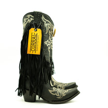 Corral Tall Black Fringe Snip Toe
