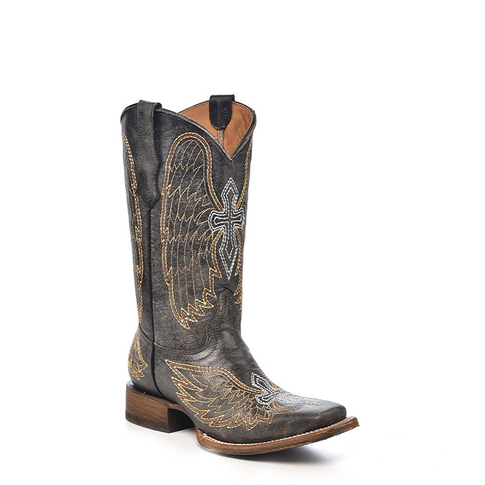 Teen's Cross & Wing Embroidery Cowboy Boots