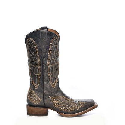 Teen's Cross & Wing Embroidery Cowboy Boots