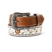 Ariat Girls Filigree Flower Leaves White Belt
