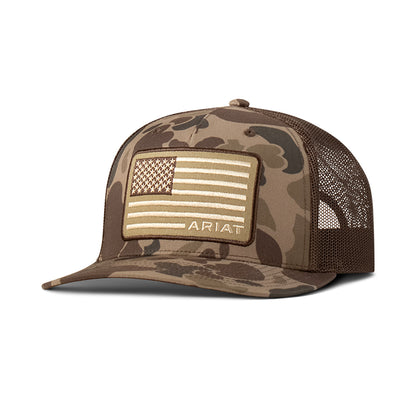 Ariat Camo American Flag Snapback Cap