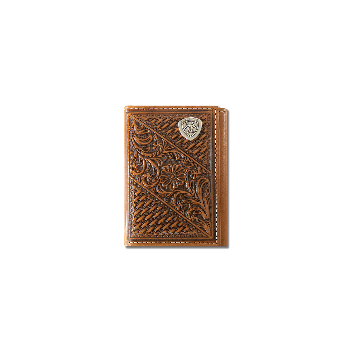 Ariat Basket Weave Floral Trifold Wallet