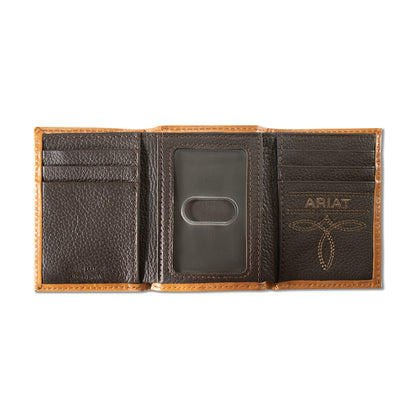 Ariat Basket Weave Floral Trifold Wallet