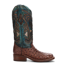 Corral Brown Ostrich Square Toe Boots