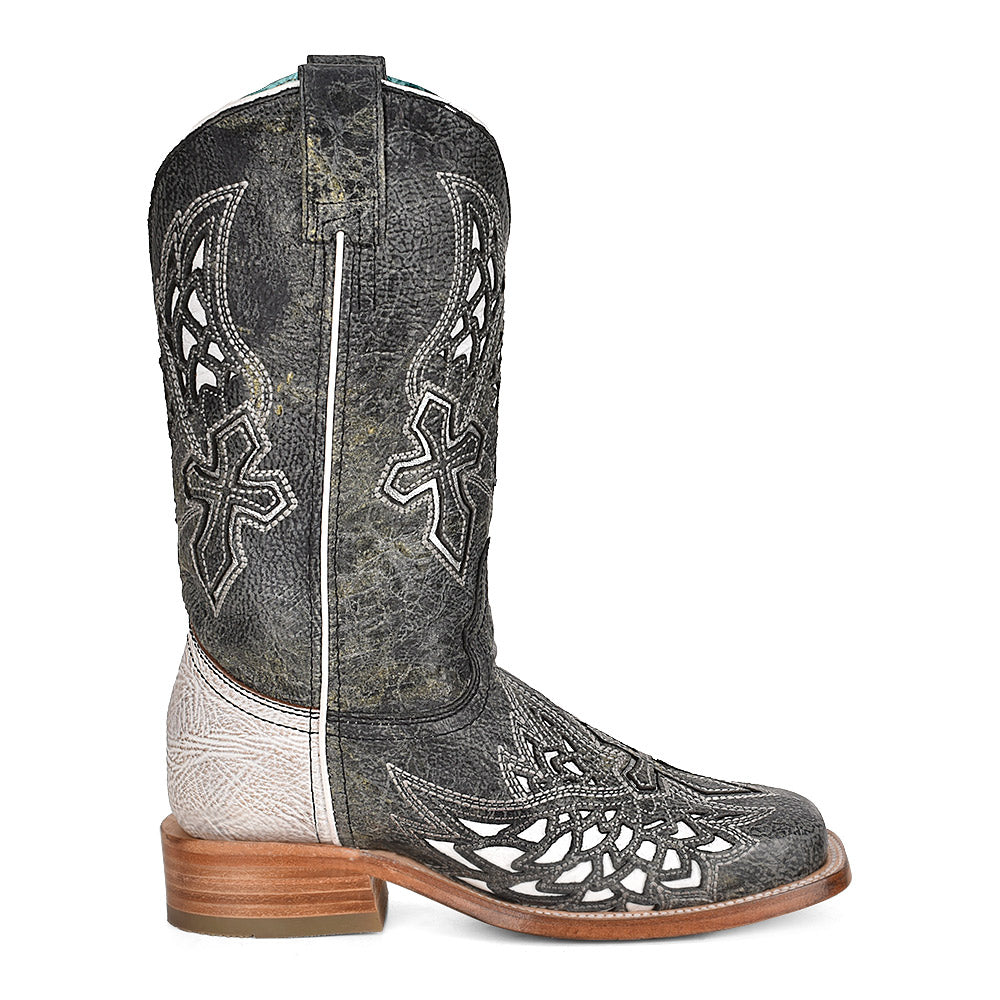 Corral Black with White Cross Boots