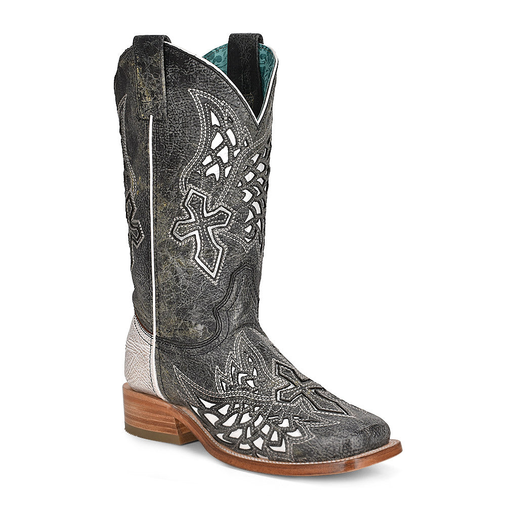 Corral Black with White Cross Boots