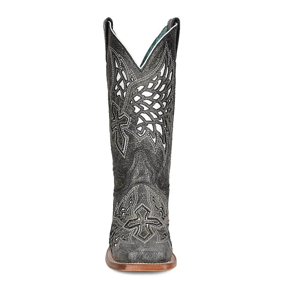 Corral Black with White Cross Boots