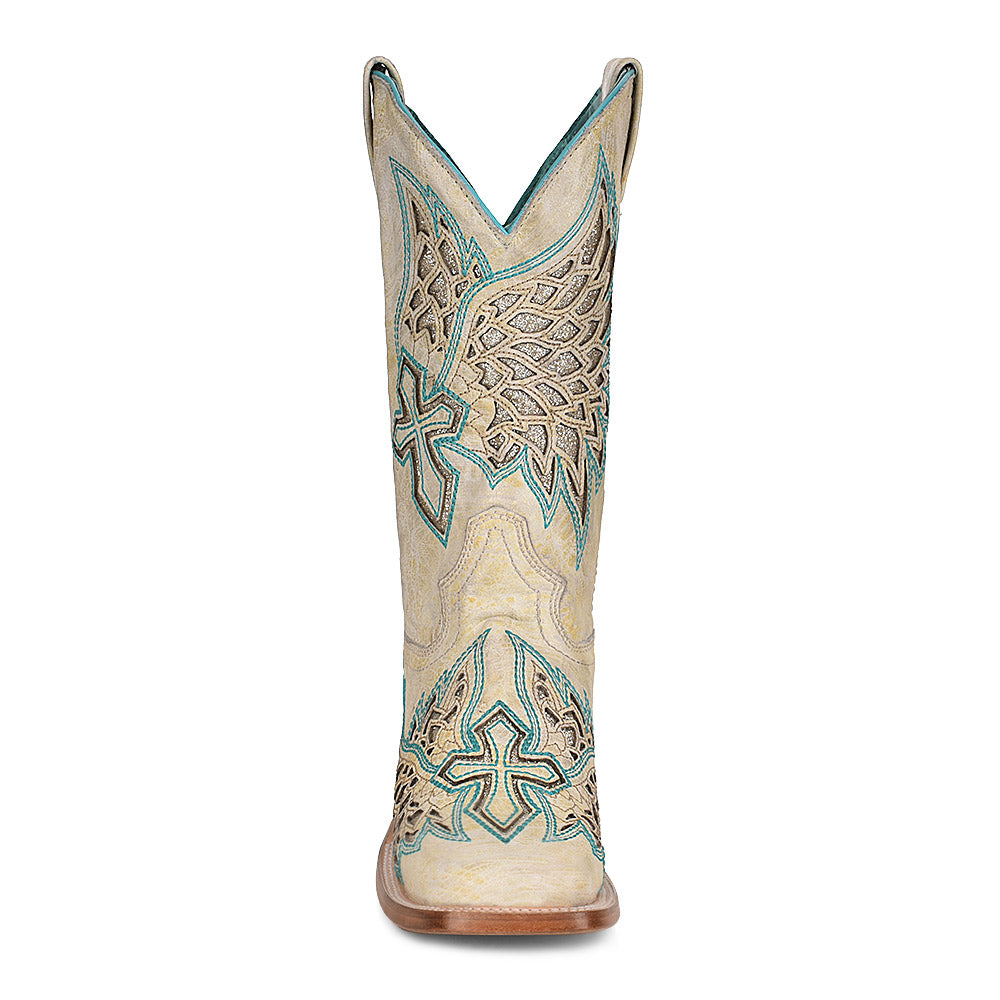 Corral White with Turquoise Cross Boots