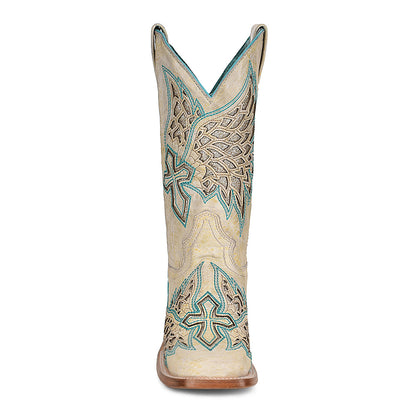 Corral White with Turquoise Cross Boots