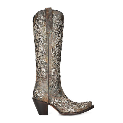 Corral Distresses Brown Knee High Cowboy Boots
