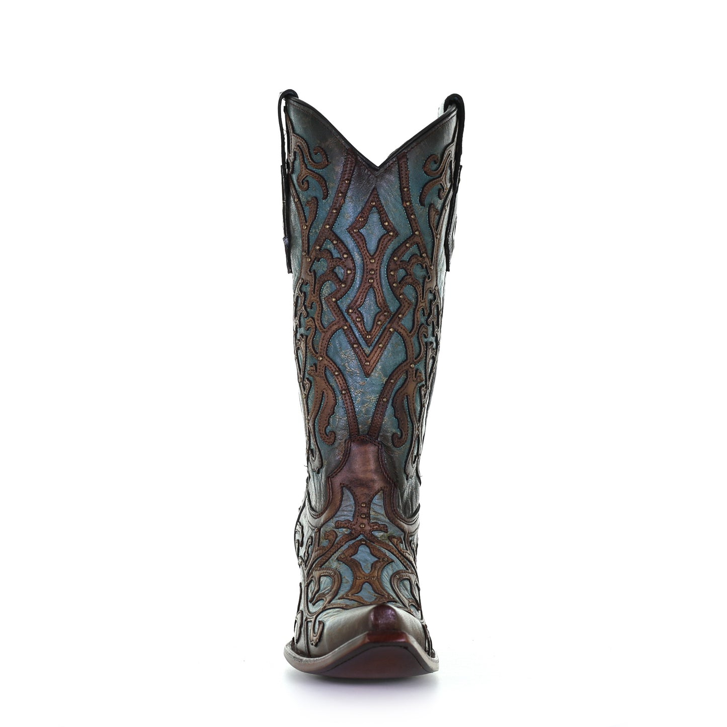 Corral Overlay Turquoise & Brown Snip Toe Boots
