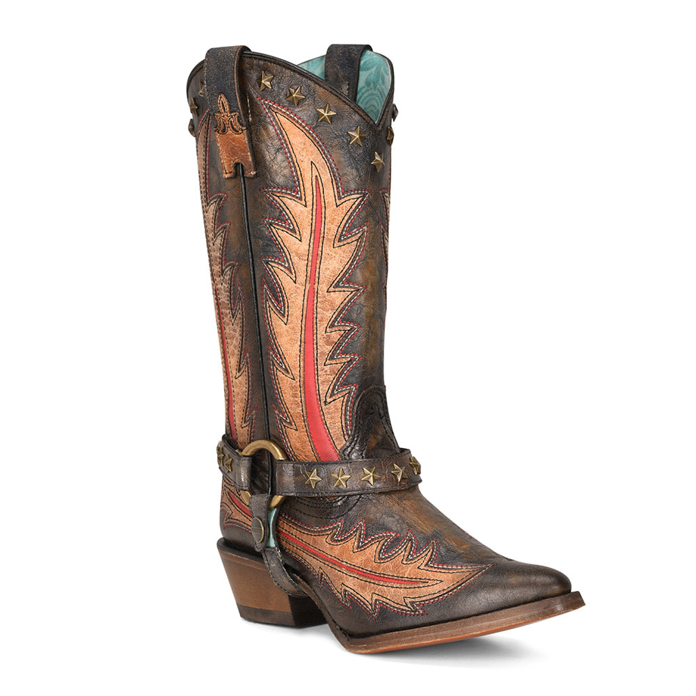 Corral Star Studded Harness Pointed Boots
