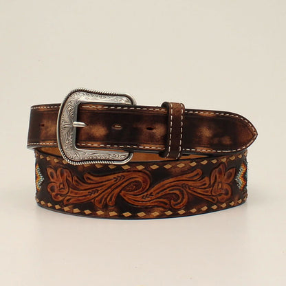 3D Beaded Inlay Tooled Belt