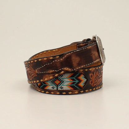 3D Beaded Inlay Tooled Belt