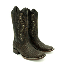 Excelencia Brown Caiman Belly Print Boots