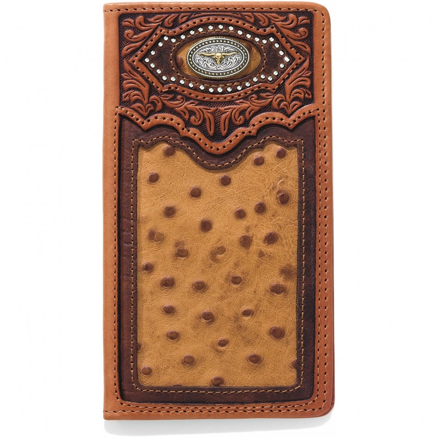 Cattle Driven Ostrich Print Checkbook Wallet