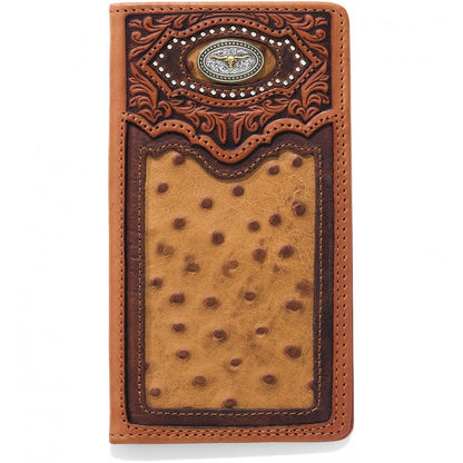 Cattle Driven Ostrich Print Checkbook Wallet