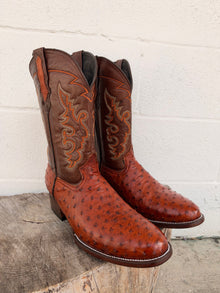 Pollo Boots Burnt Orange Ostrich Boots