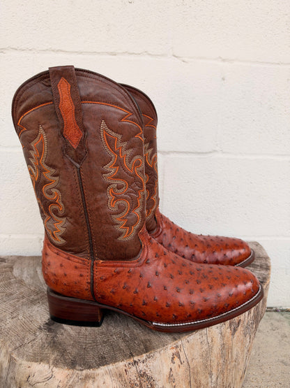 Pollo Boots Burnt Orange Ostrich Boots