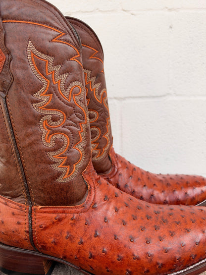 Pollo Boots Burnt Orange Ostrich Boots